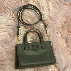 NWT Tory Burch Ella Nylon Mini Tote Crossbody Bag Purse in Palm Sage Green